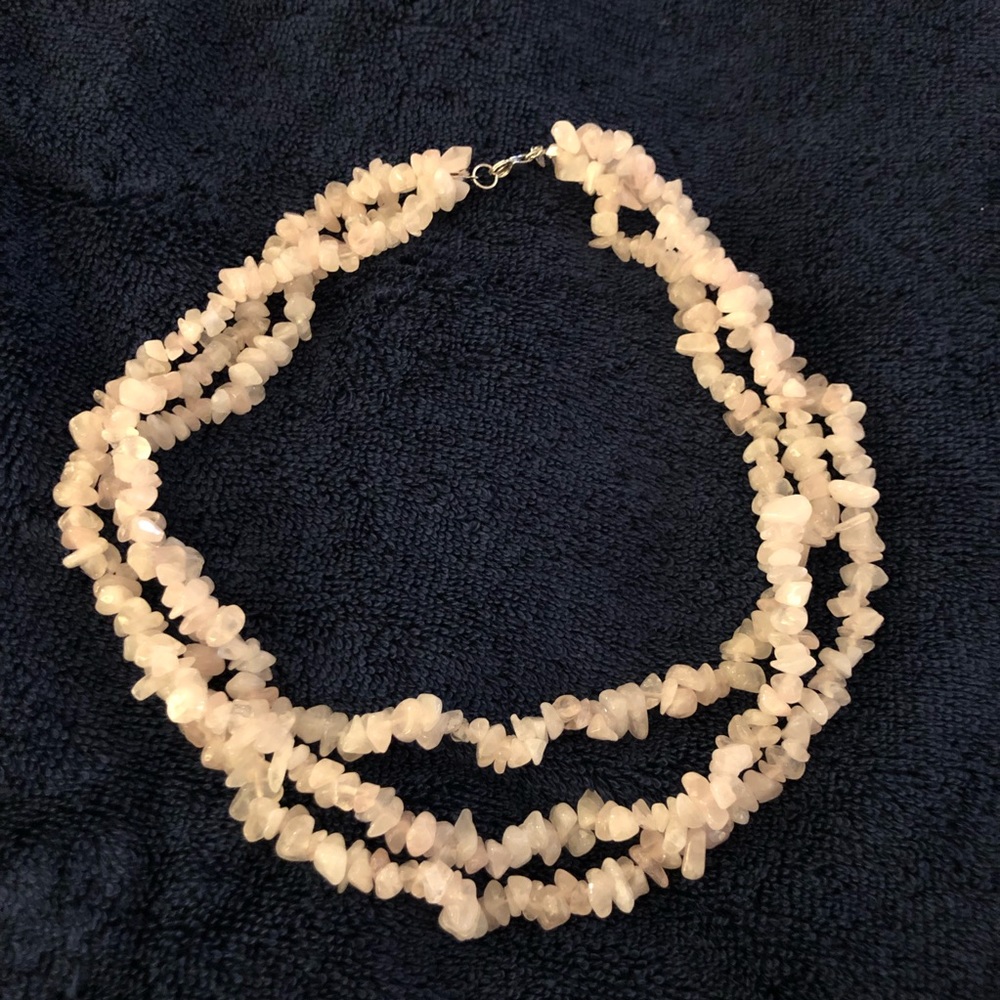 NWOT 3 Strand Rose Quartz Necklace